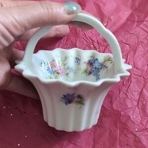 Thomas Bavaria Floral Ceramic Basket with Handle 1920